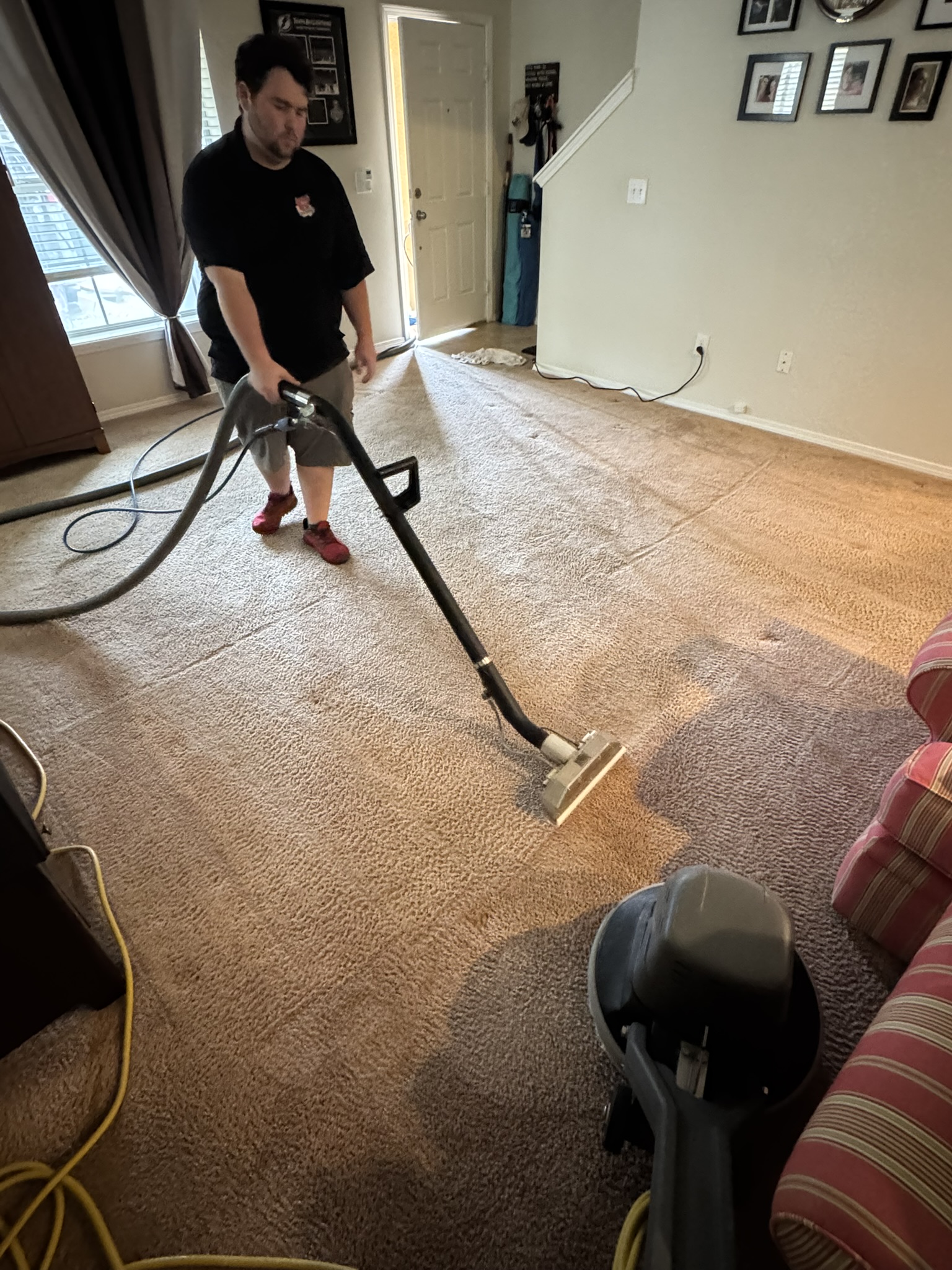 Deep cleaning light brown carpet